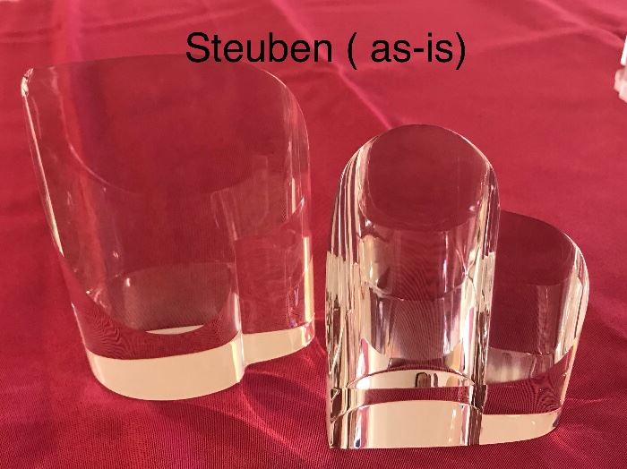 Steuben art glass. Both are sold as-is as there is a minor chip on each one. 