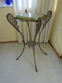 French Bronze and Brass Marble Top Plant Stand