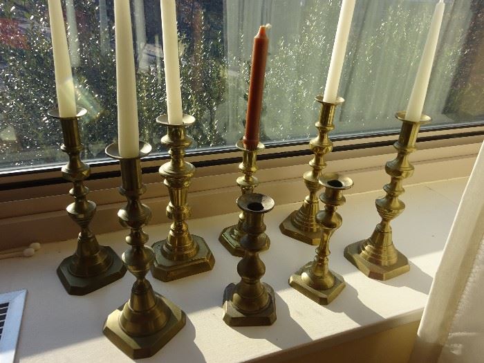 Collection of 19th Century Brass Candlesticks