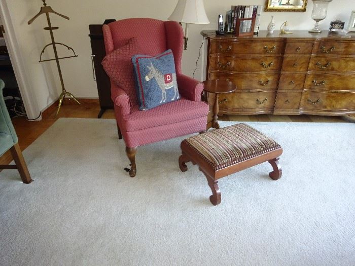 Wing Chair and foot stool