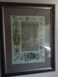 Framed Illuminated Manuscript 