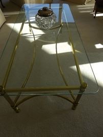  Brass and glass coffee table
