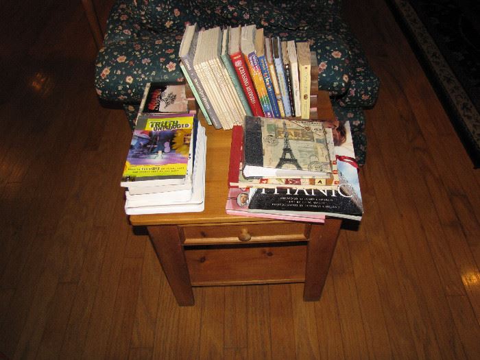 Note the books on the end table.