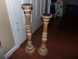 Tall wooden candle holders