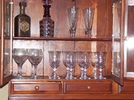 Goblets, wine glasses, pilsner glasses and decanters