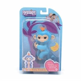 WowWee Fingerlings Boris Blue Baby Monkey Interactive Toy: A WowWee brand Fingerlings baby monkey interactive toy in blue with orange hair tuft named Boris. Fingerlings ‘friendship @ your fingertips’ is an interactive toy with forty plus ways to play. She reacts to touch, motion and sounds latches onto your finger and responds by blinking, babbling and blowing kisses. Presented in original box unopened and untested.