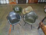Set Of 4 Herman Miller Leather Wrapped Chairs