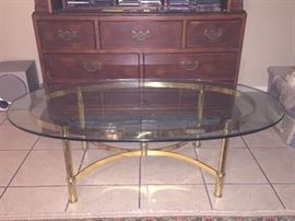 Horchow brass & glass coffee table--$300