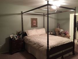 Ethan Allen Queen Canopy Bed - Cherry "$650 for all"                             2-Ethan Allen Night Stands - Cherry                                              Queen Down Comforter / 2 shams with pillows / 2 down pillows / bed skirt / matching curtains (4 panels) / OBO