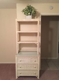 3 Drawer White Wicker Chest w/Hutch -$150 / OBO