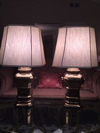 2-Ethan Allen Brass lamps with handles ---$130 for both  / OBO