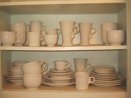 Fiesta Dinnerware - White - Service for 4  / 11 piece setting / dinner plate, soup bowl, salad bowl/plate, fruit bowl, cups w/ saucers, large&nbsp; and small bread & butter plates, coffee mugs, tall latte mugs, chili bowls, jumbo soup/ice cream mugs,   Life Time Warranty---$200        / OBO                         Additional Pieces:  7 Dinner plates---$4 each,     4-Soup bowls---$4 each,    3- fruit bowls---$2 each,    3-Bread & Butter plates---$4 each,    2- coffee mugs,    $3 each       Life time Warranty