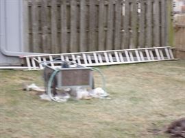 Extension laddder, garden cart