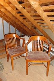 Two Bankers/Lawyers Solid wood chairs. Needs some TLC. Sales on ebay $225.00 each on up