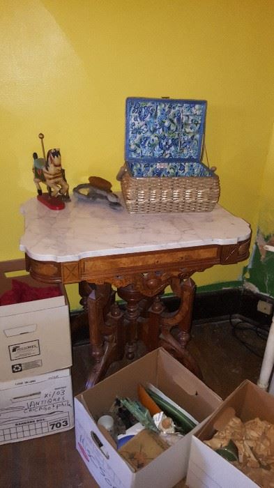 Anique Marble Top Table & Misc