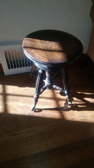 Antique Stool Adjustable with glass ball feet