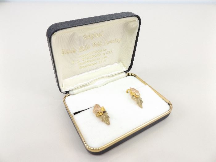 10k Black Hills Gold Leaf Earrings in Original Box (3.5 grams Total Weight)
