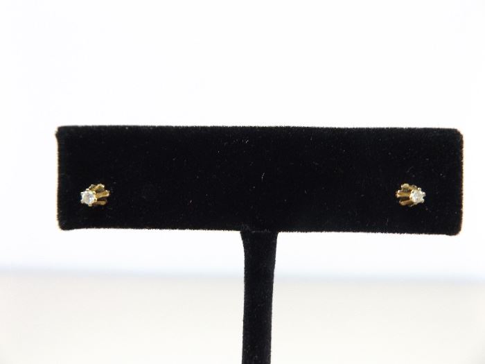 14k Gold Earrings with Real Diamonds (.5 grams Total Weight)
