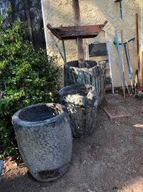 Numerous old mining crucibles