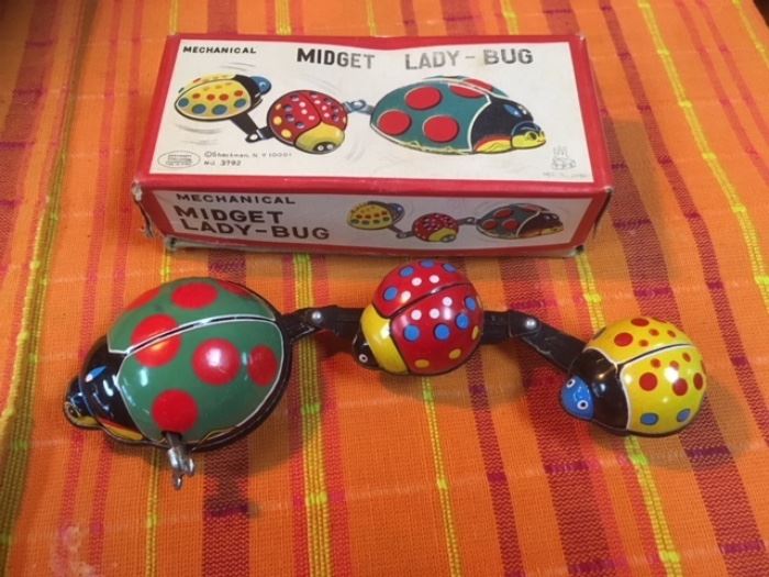 Vintage, 1960's, Mechanical MIDGET LADY BUG toy in it's original box! 