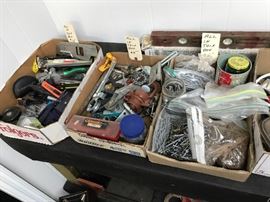 Screws, Tools, Vintage Level...