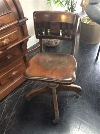 Rolling Wooden Desk Chair w/ Casters