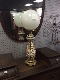 Vintage, Gorgeous Capodimonte Porcelain Lamp with Globe 