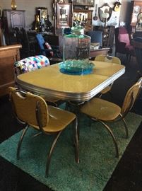 1960's Yellow Formica Table w/ 4 Chairs