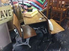 Children's Antique School Desk 