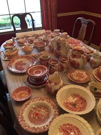 Tons of antique pink transferware