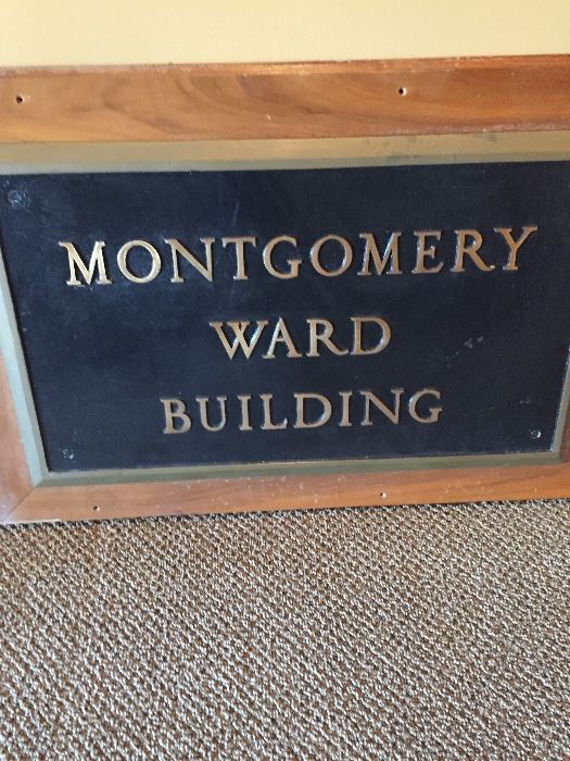 Authentic Montgomery Ward building sign. Measures about 36" wide, 24" high. Very heavy. Bring strong helpers to carry for you!