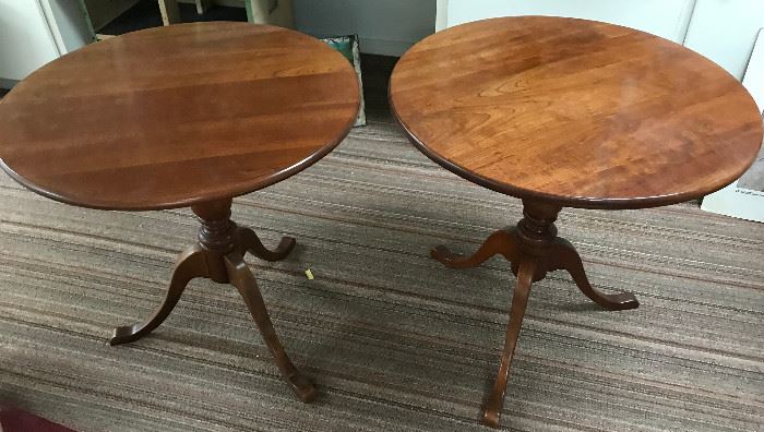 Pair of Stickley cherry lamp tables