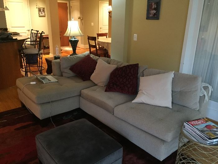 Sectional sofa with pillows, Only two years old and purchased from Arhaus