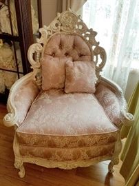 Matching carved white chair