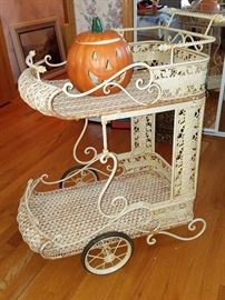 New antique white cart with wheels