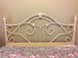 Queen size white iron headboard