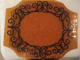Georges Briard bent glass amber plate