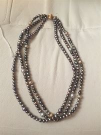 Peacock Black 3 strand fresh water pearls