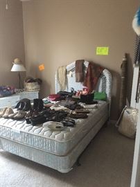 Handbags, shoes, scarves.
Full size mattress and box springs.