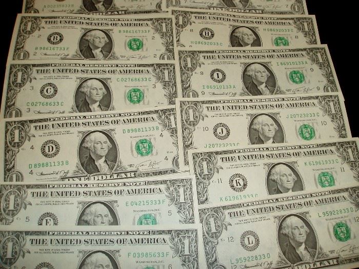 Uncirculated Dollar Bills