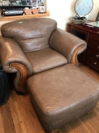 Leather chair with ottoman $150