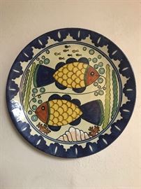 Large Talavera charger. A nice collection of Talavera items