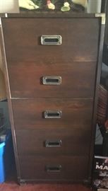 Tall five drawer campaign style chest