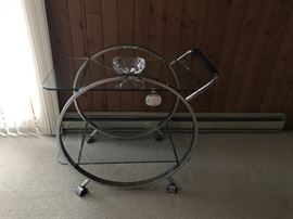 CHROME AND GLASS TEA CART