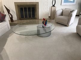 CHROME AND GLASS COFFEE TABLE