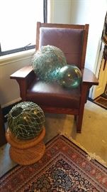 WOW! VERY LARGE glass floats  - the real deal!  Also, that is a newer Stickley rocker, barely used