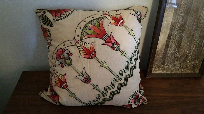 Large embroidered arts and crafts pillow - hard to find!