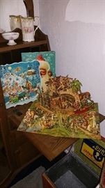 vintage 1950's christmas pop up decorations and advent calendars - excellent!