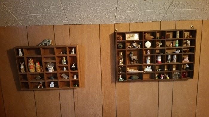miniature collection with shadow boxes