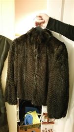 mink tail coat - chevron pattern